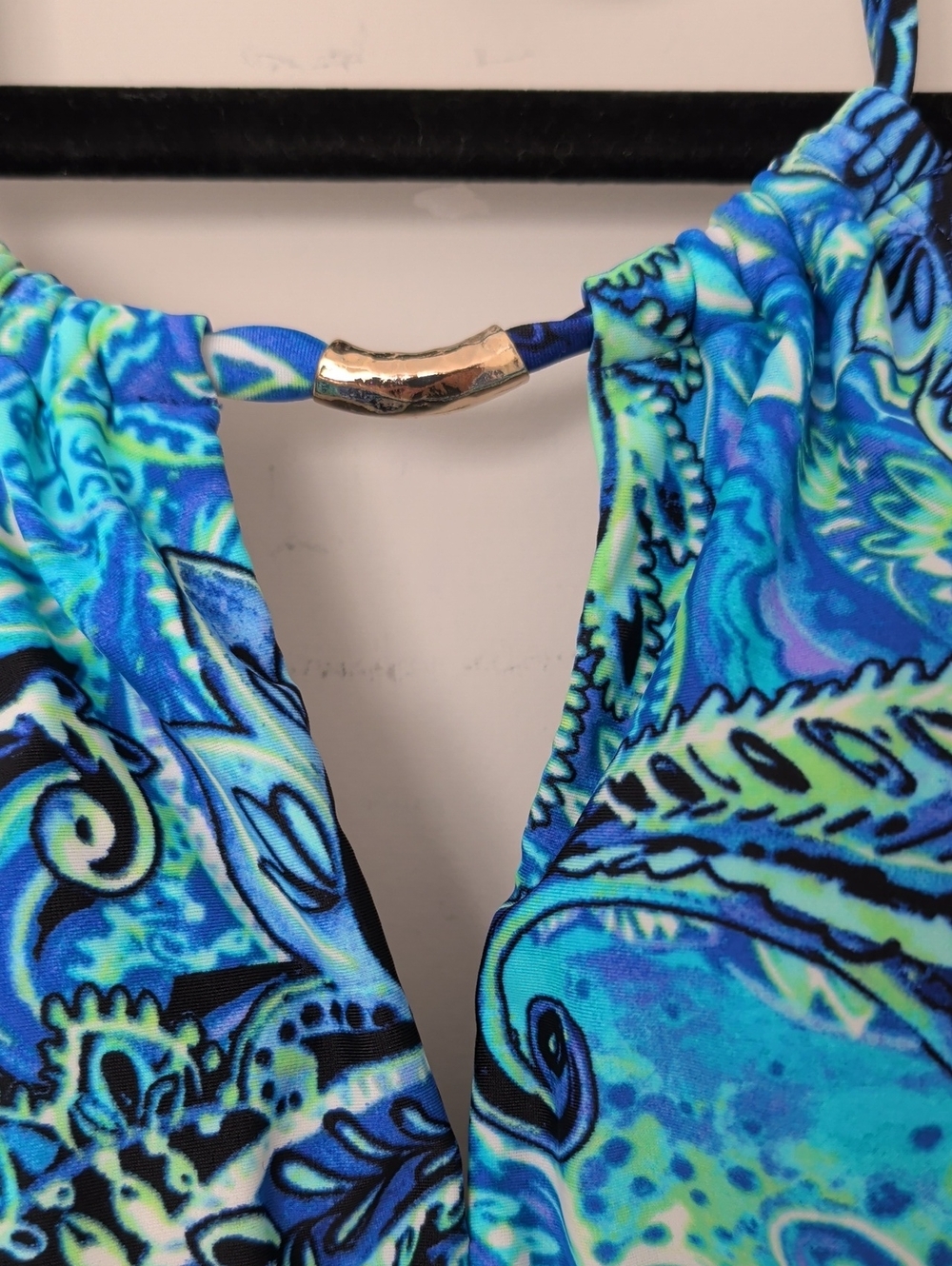 Chaps Paisley Halter Tankini Swim Top - Picture 3 of 10